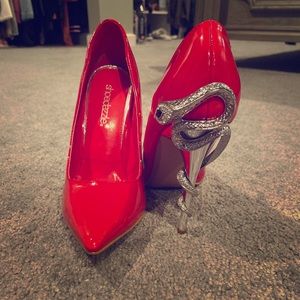 Shoedazzle Red Snake Pump